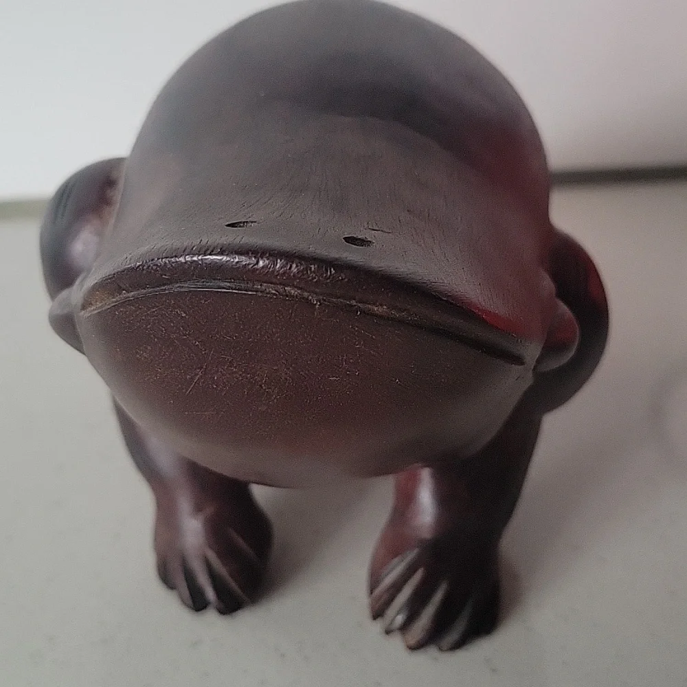MCM Vintage Handcarved Wooden Frog Mahogany Color